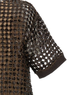 Brown Silk Short Dress