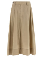 Beige Cotton Midi Skirt