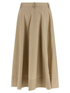 Beige Cotton Midi Skirt