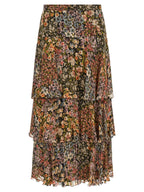 Multicolor Silk Midi Skirt