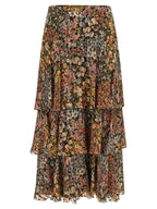 Multicolor Silk Midi Skirt