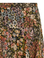 Multicolor Silk Midi Skirt