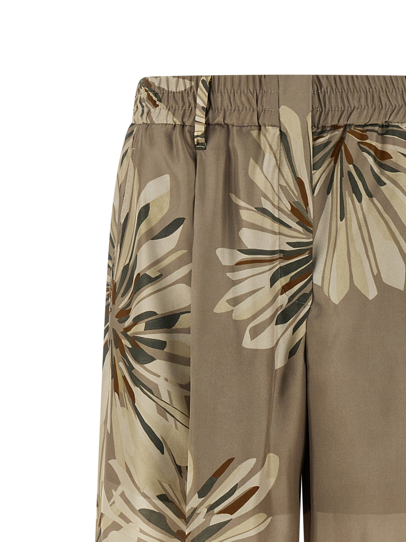 Bicolor Silk Casual Pants