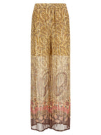 Multicolor Silk Casual Pants