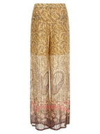 Multicolor Silk Casual Pants
