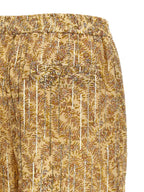 Multicolor Silk Casual Pants