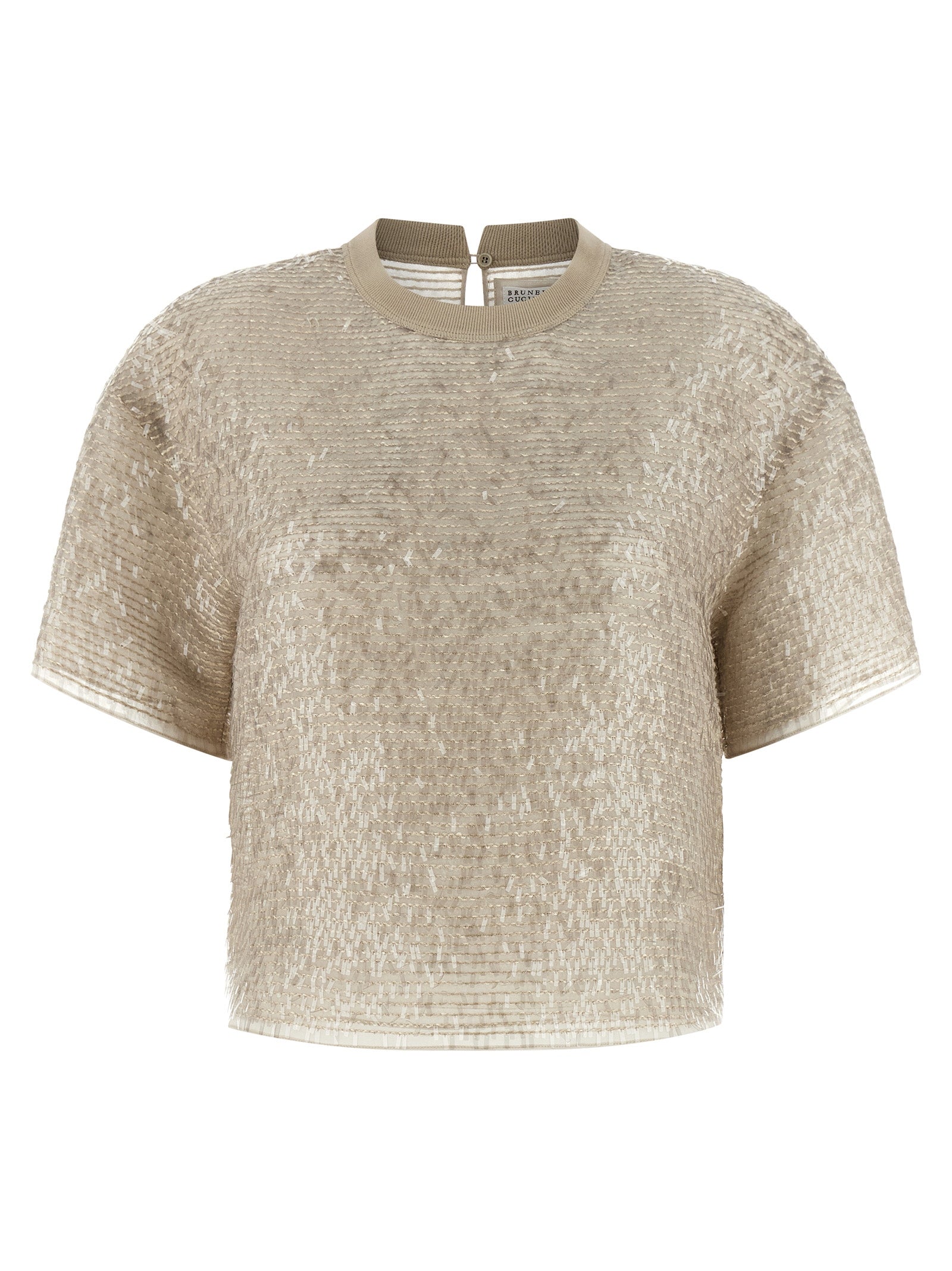 Beige Silk T-Shirt