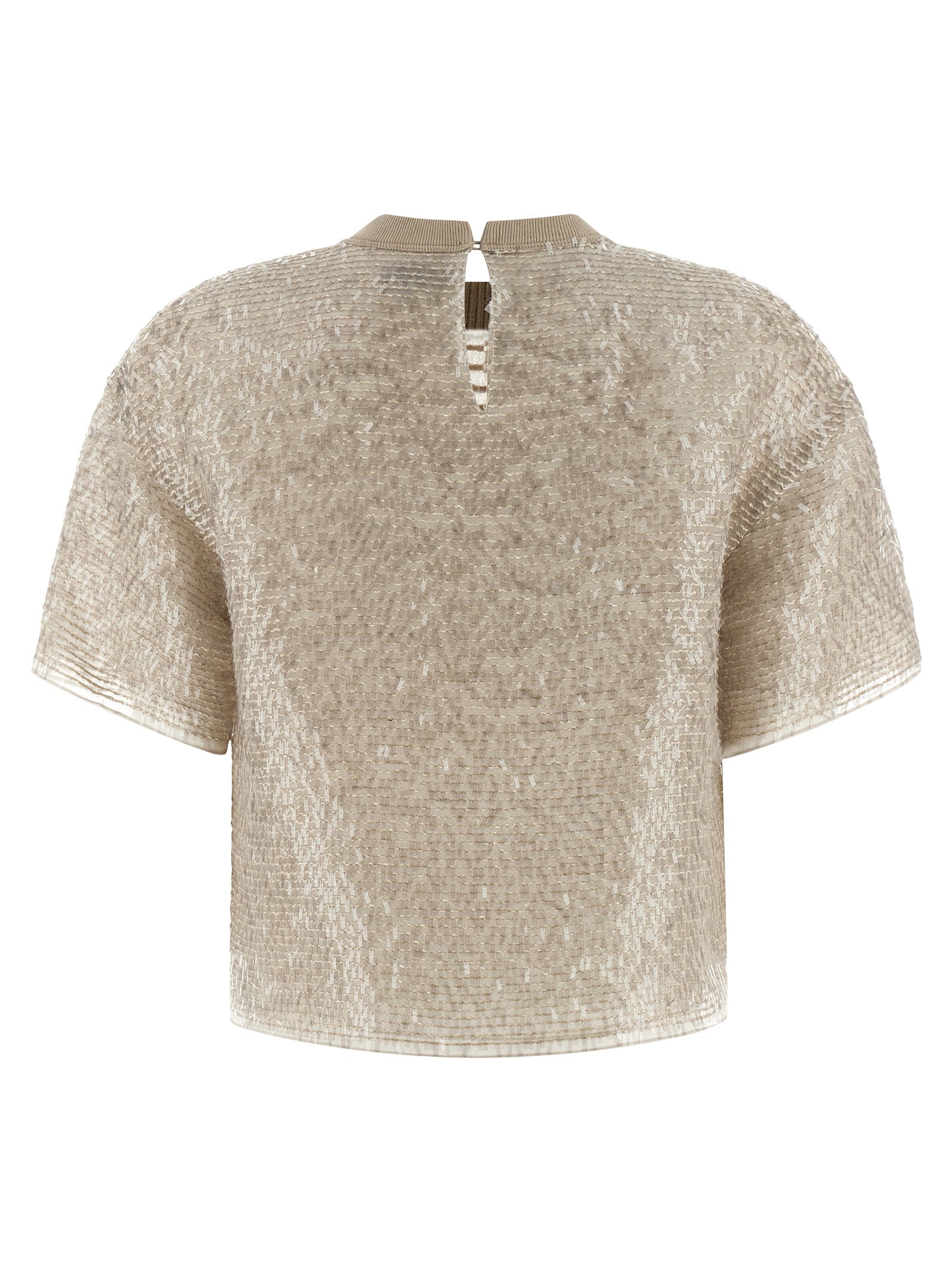 Beige Silk T-Shirt