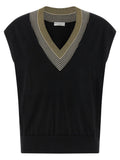 Black Cashmere Sleeveless Jacket