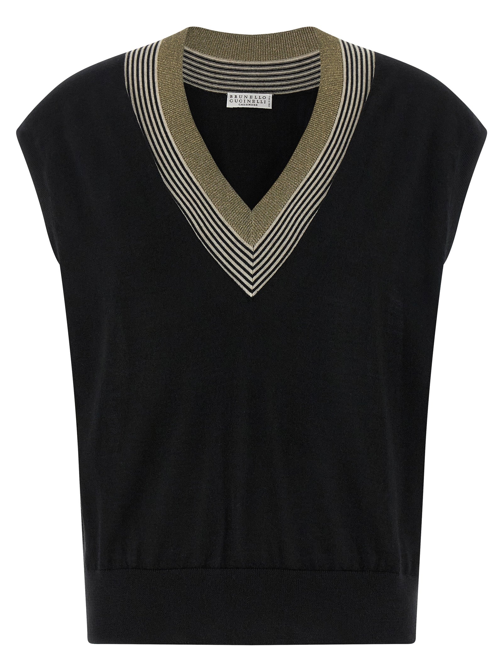 Black Cashmere Sleeveless Jacket
