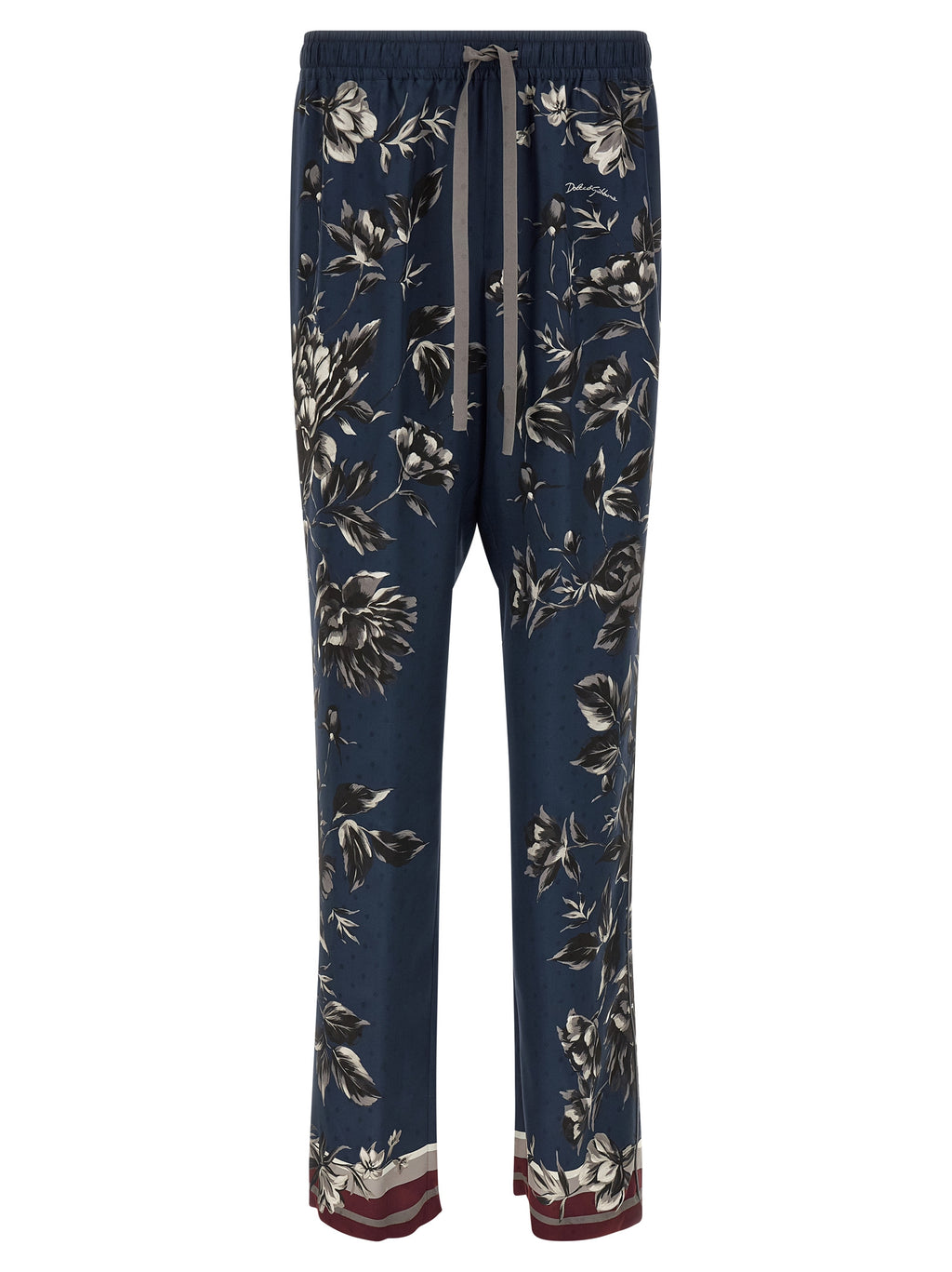 Blue Silk Casual Pants