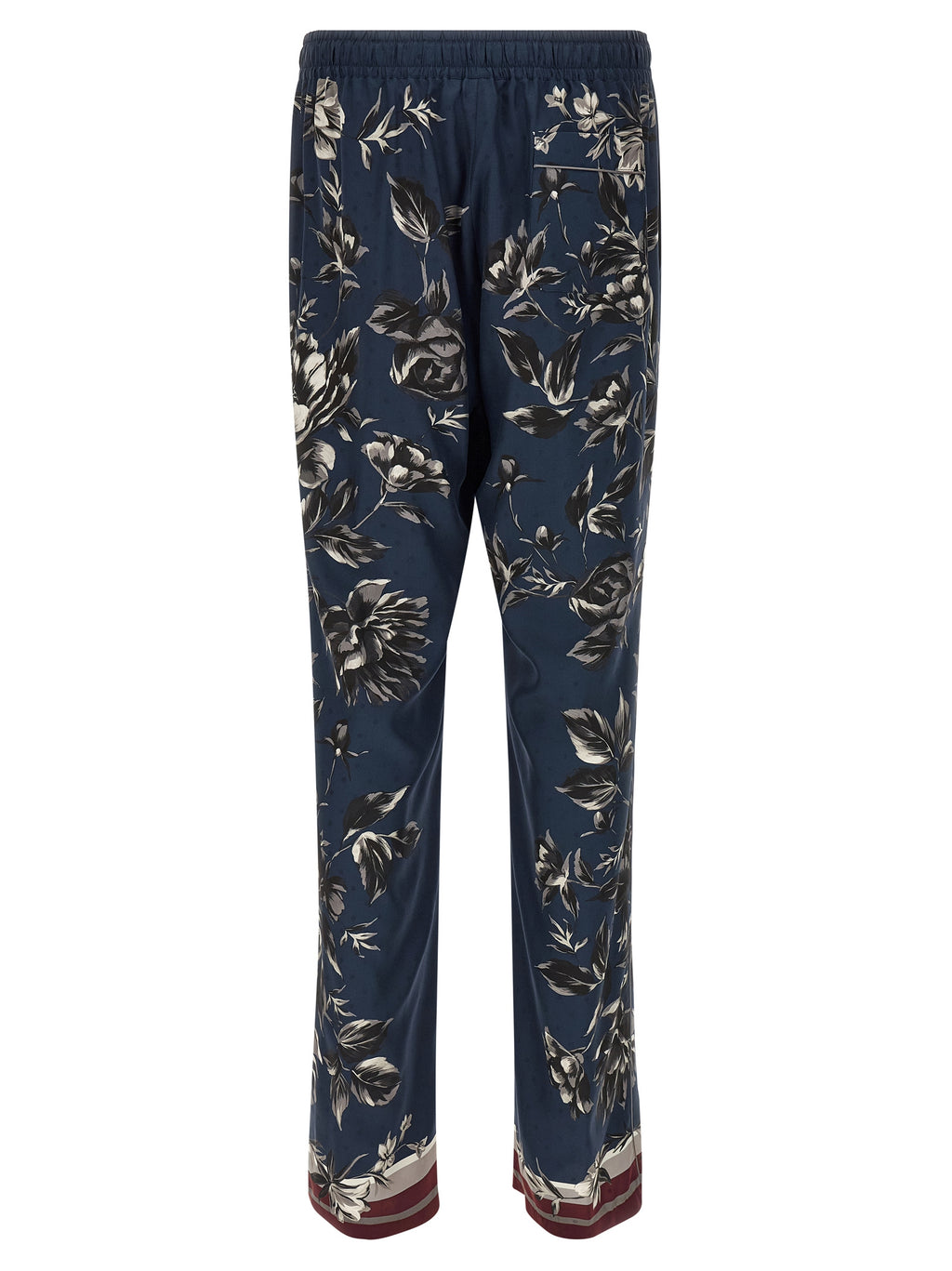 Blue Silk Casual Pants