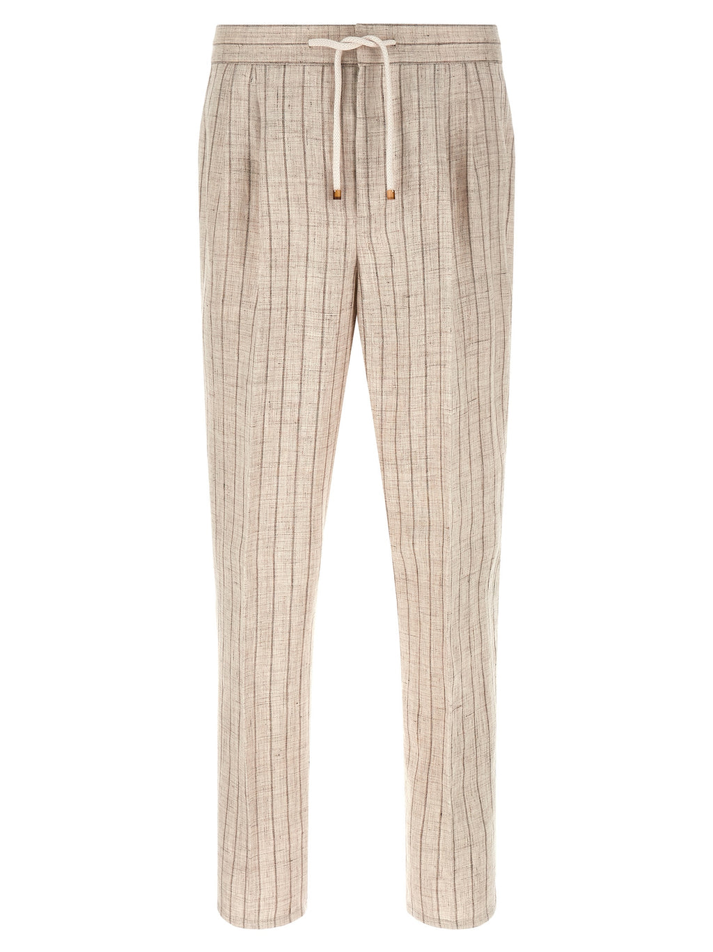 Beige Linen Casual Pants