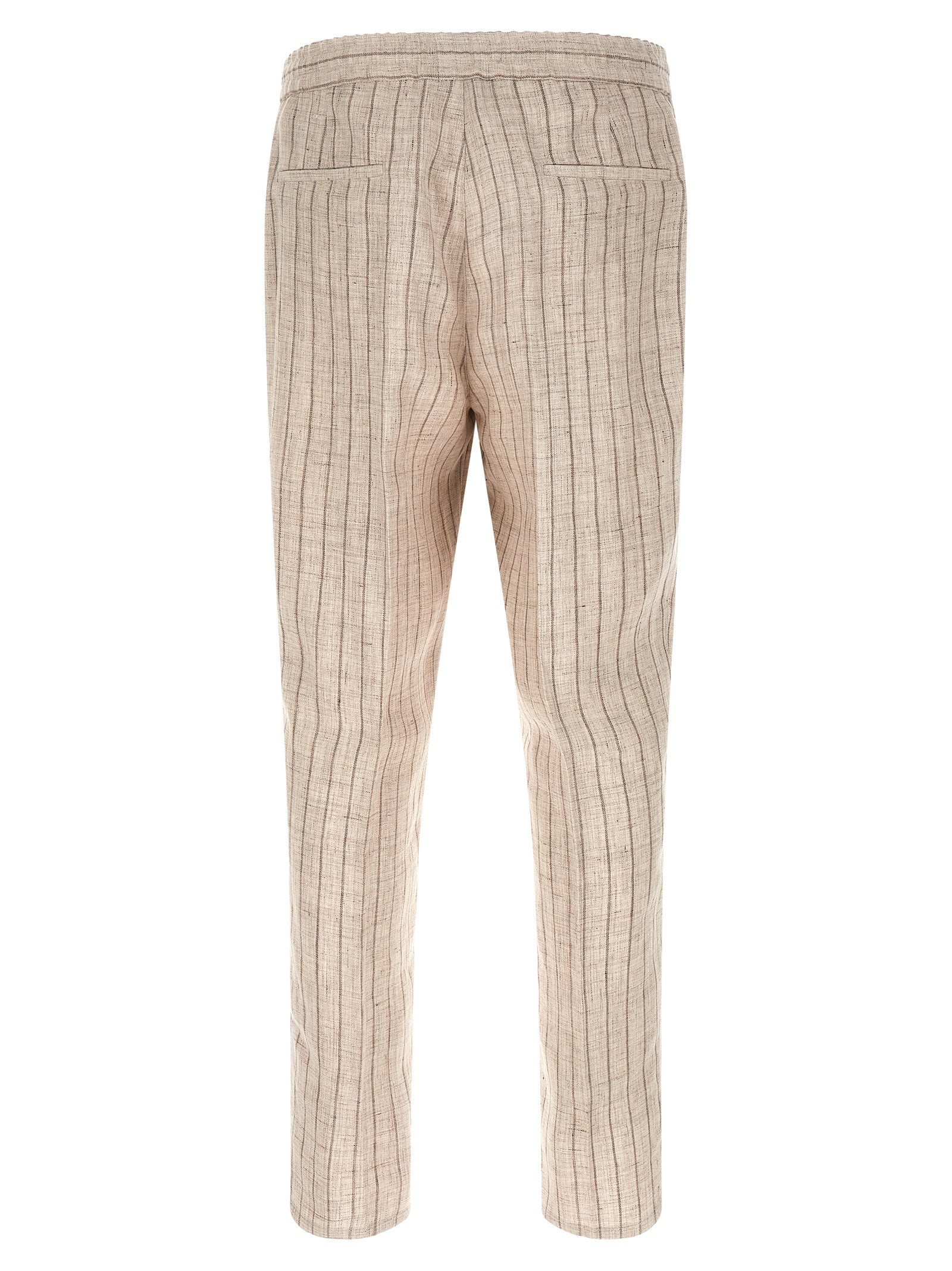 Beige Linen Casual Pants