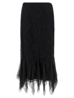 Black Cotton Midi Skirt