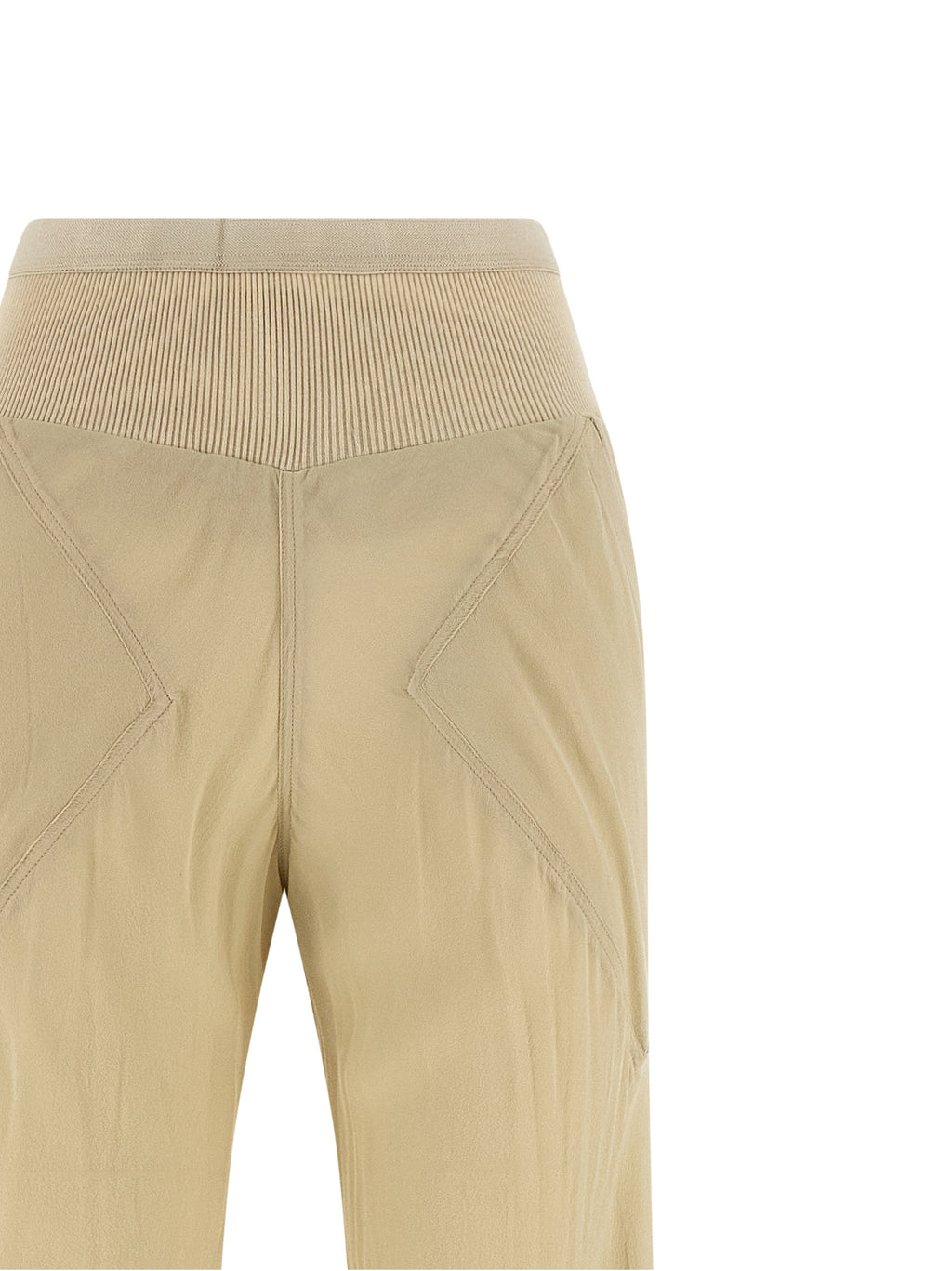 Beige Silk Flared Pants