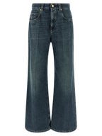 Blue Cotton Flared Jeans