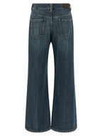Blue Cotton Flared Jeans
