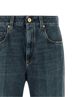 Blue Cotton Flared Jeans