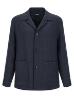 Blue Linen Full-Length Jacket