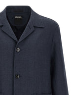 Blue Linen Full-Length Jacket