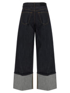 Blue Cotton Flared Jeans