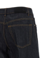 Blue Cotton Flared Jeans