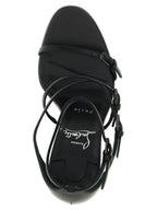 Black Goatskin Stiletto Heel Sandals