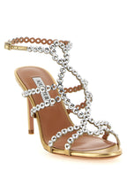 Gold Lamb Leather Stiletto Heel Sandals