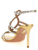 Gold Lamb Leather Stiletto Heel Sandals