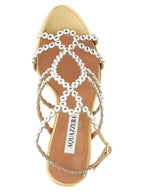 Gold Lamb Leather Stiletto Heel Sandals