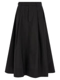 Black Cotton Midi Skirt