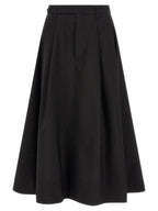 Black Cotton Midi Skirt