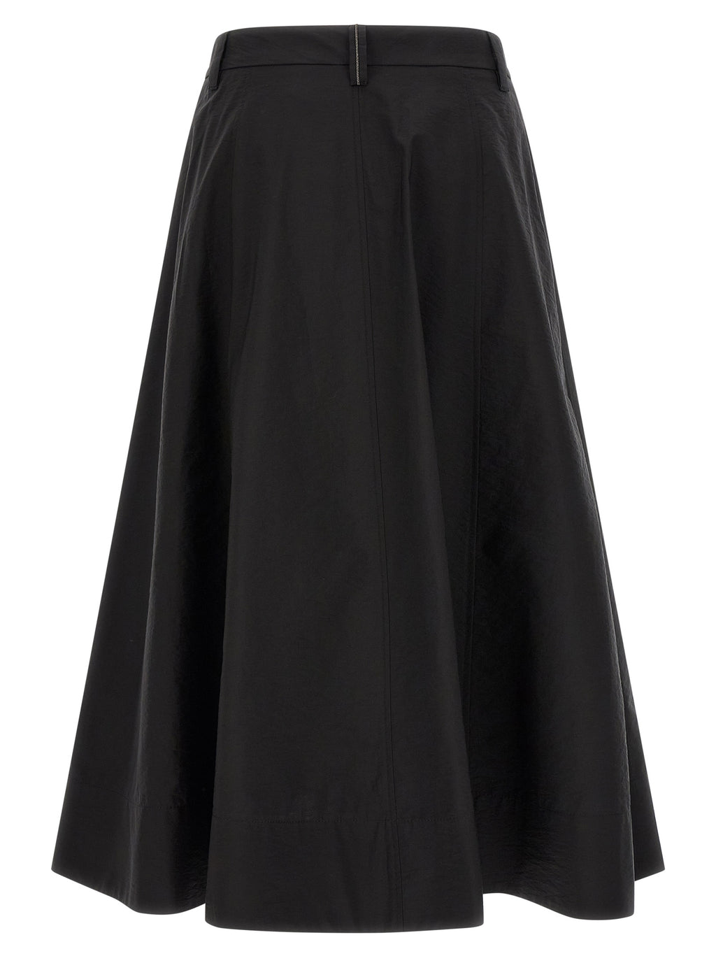 Black Cotton Midi Skirt