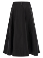 Black Cotton Midi Skirt