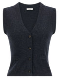Blue Cashmere Sleeveless Jacket