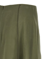 Bicolor Silk Midi Skirt