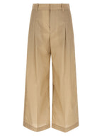 Beige Cotton Casual Pants