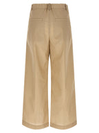 Beige Cotton Casual Pants