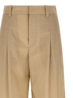 Beige Cotton Casual Pants