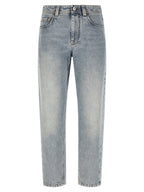 Blue Cotton Tapered Jeans