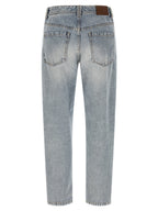 Blue Cotton Tapered Jeans