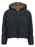 Blue Cotton Full-Length Jacket