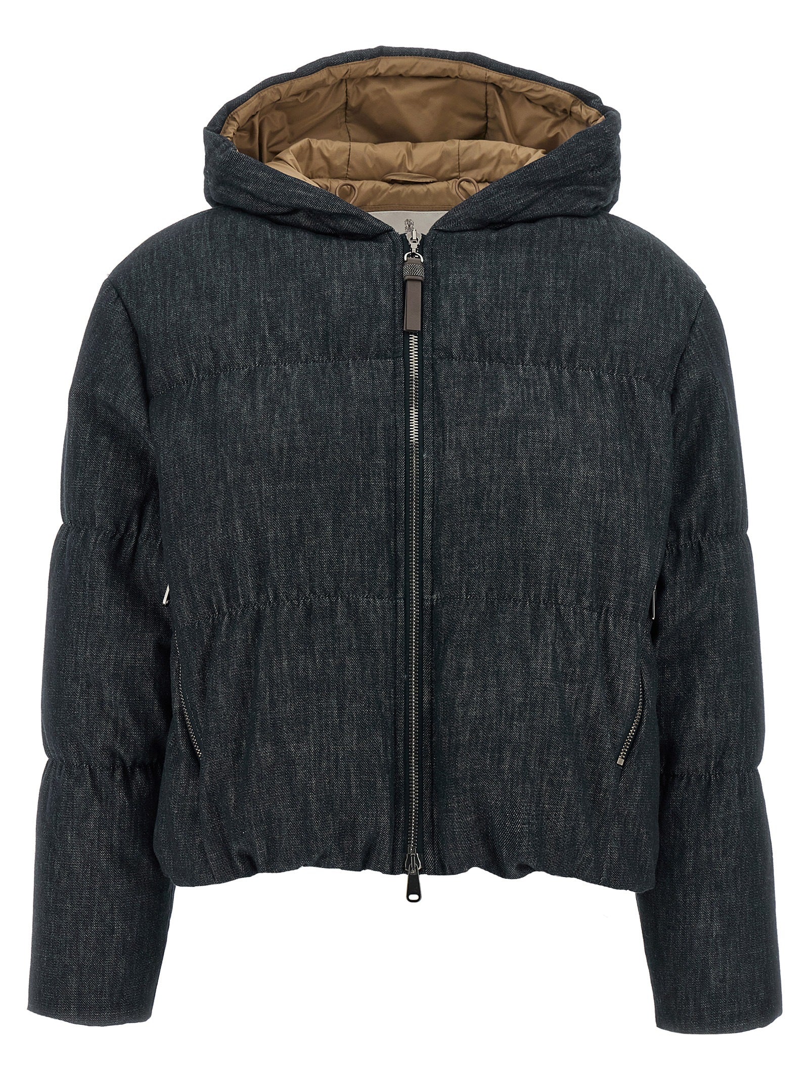 Blue Cotton Full-Length Jacket