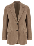 Beige Lamb Leather Blazer