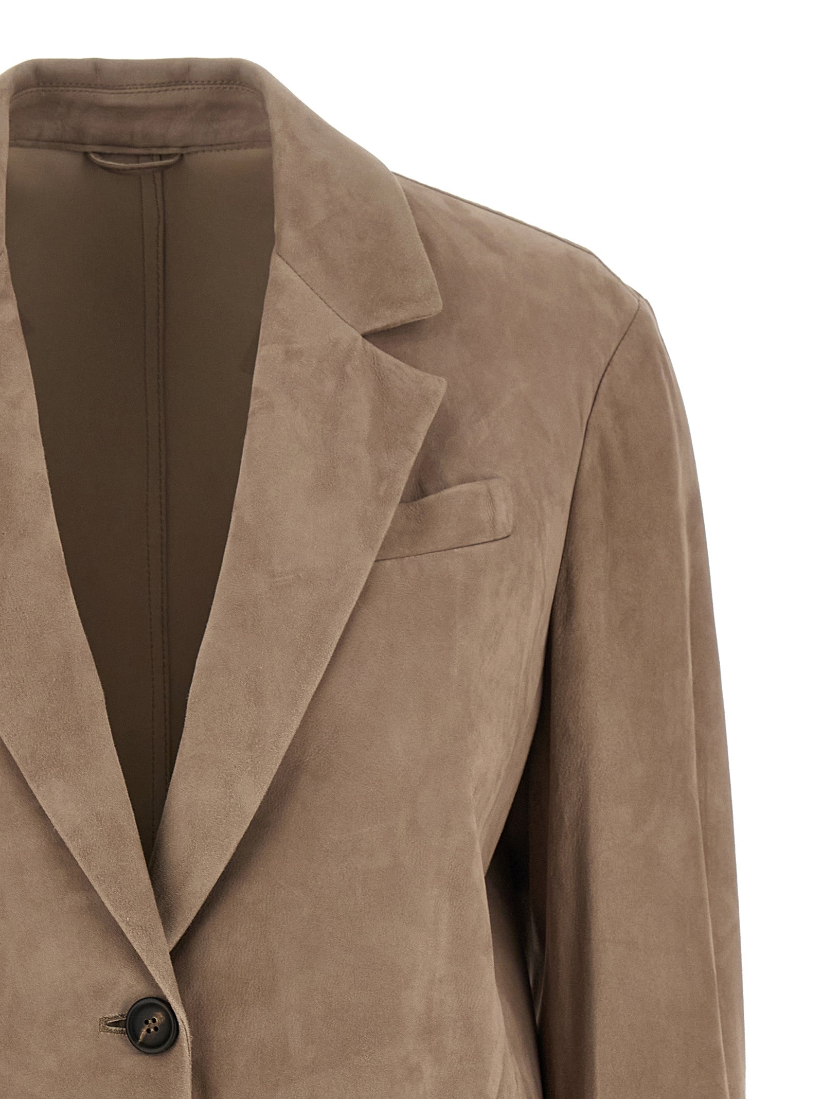 Beige Lamb Leather Blazer