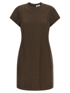 Brown Viscose Short Dress