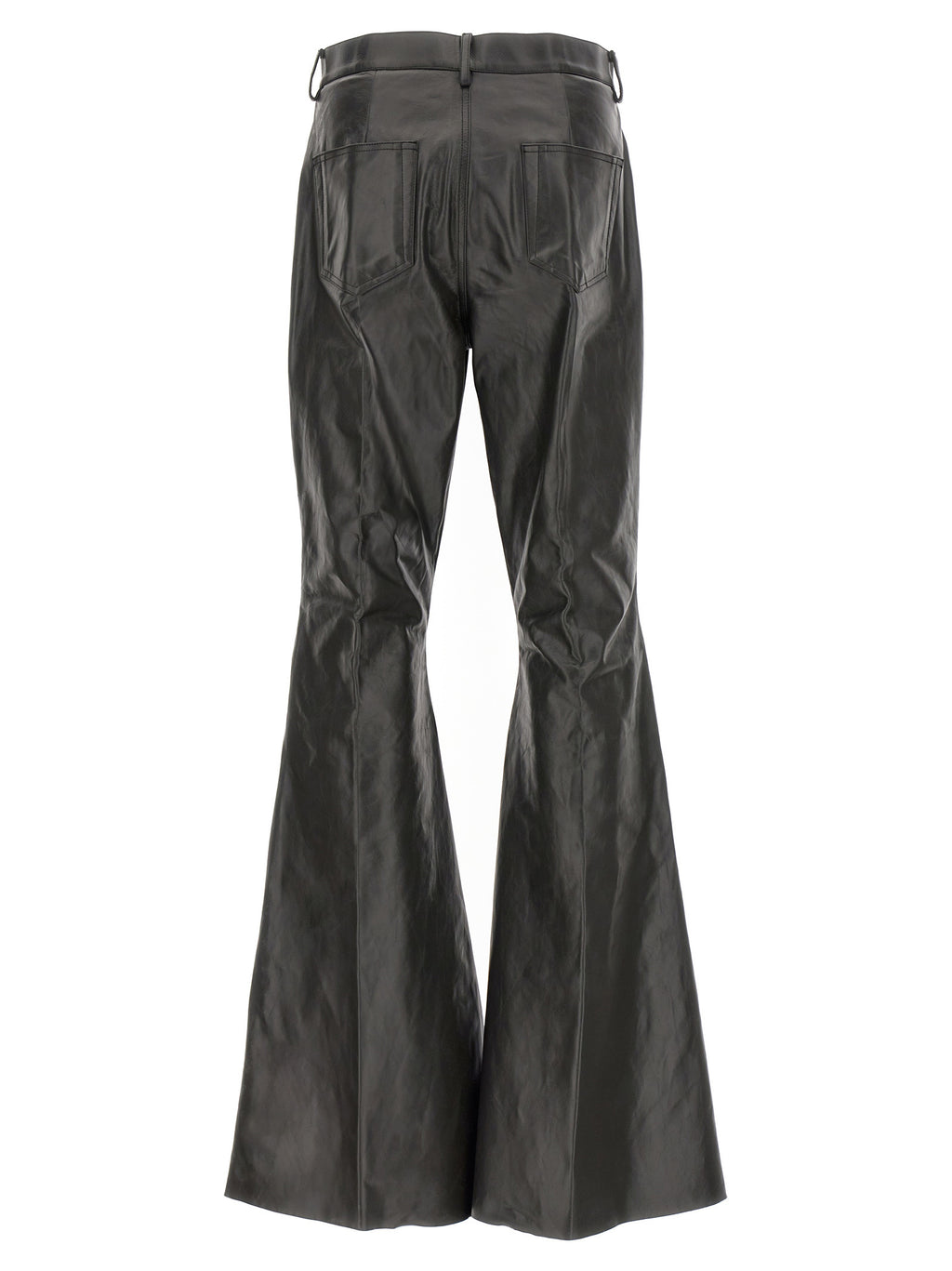 Black Calfskin Flared Pants