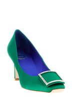 Bicolor Viscose Mid Heel Pumps