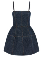 Blue Cotton Short Dress